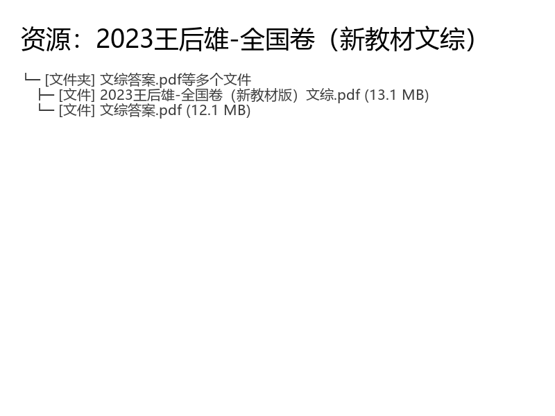 2023高三文综王后雄全国卷新教材版