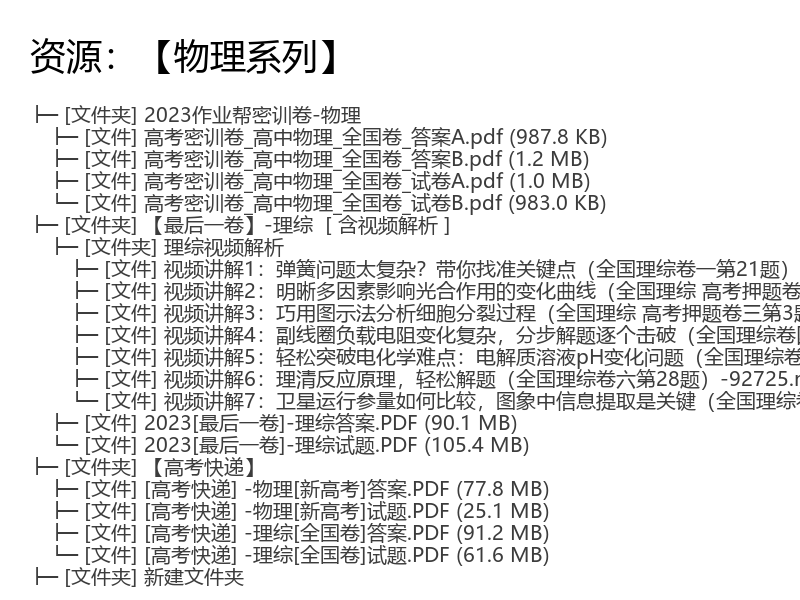 2023高三物理作业帮密训卷及视频解析