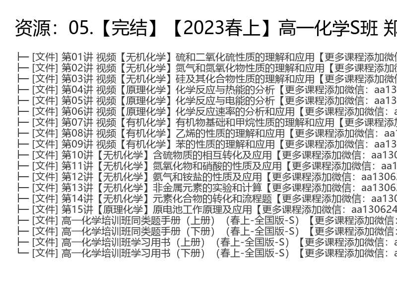 2023春季高一化学郑瑞S班视频课程及电