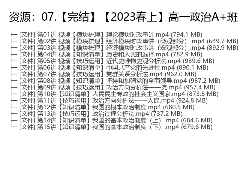 2023春季高一政治A+班刘燊视频课程完