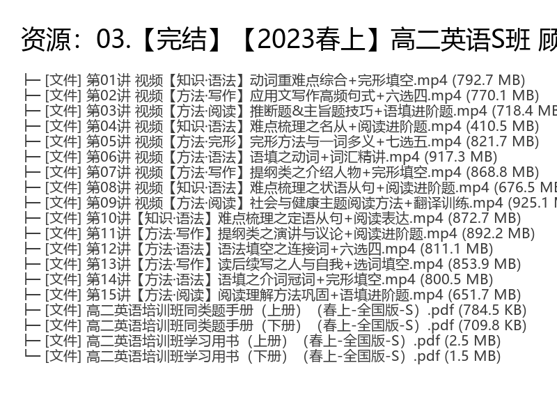 2023高二英语S班顾斐春季同步课程完整