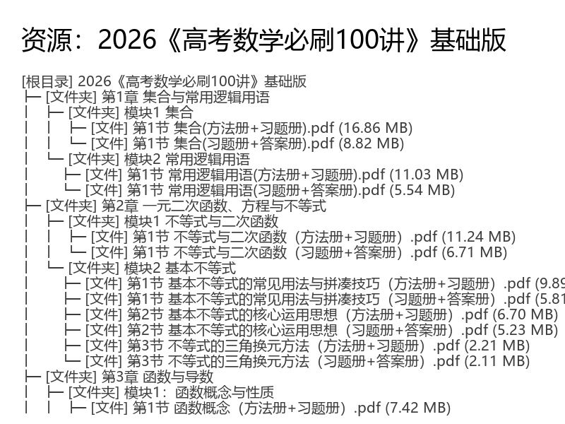 2026高考数学必刷100讲基础版电子资