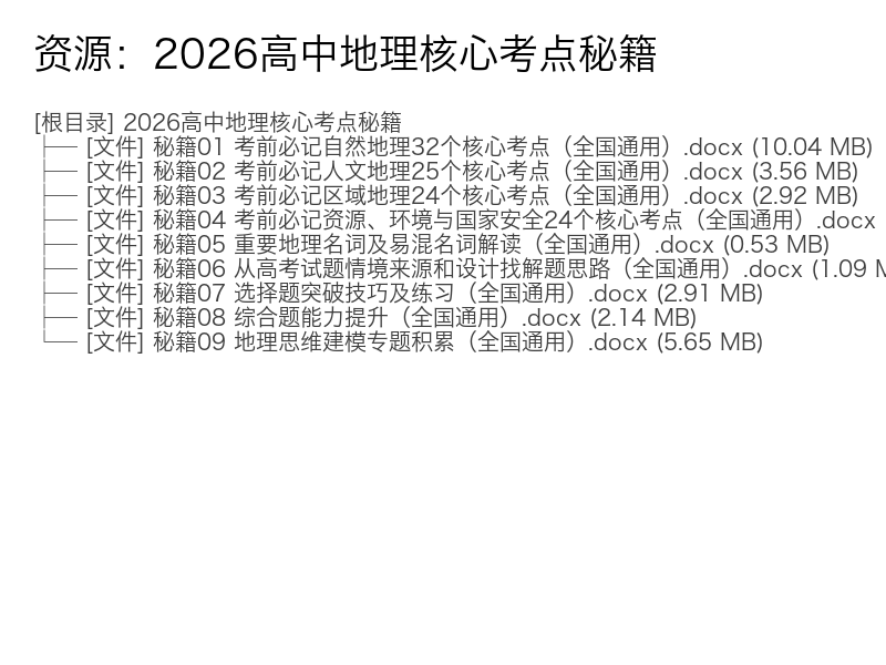 2026高中地理核心考点秘籍（全国通用版