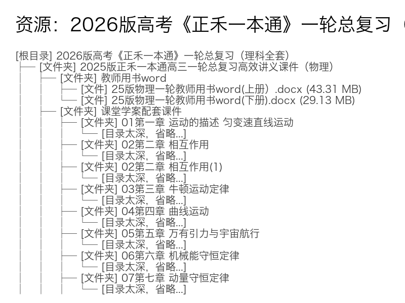2026版高三理科正禾一本通高考一轮总复
