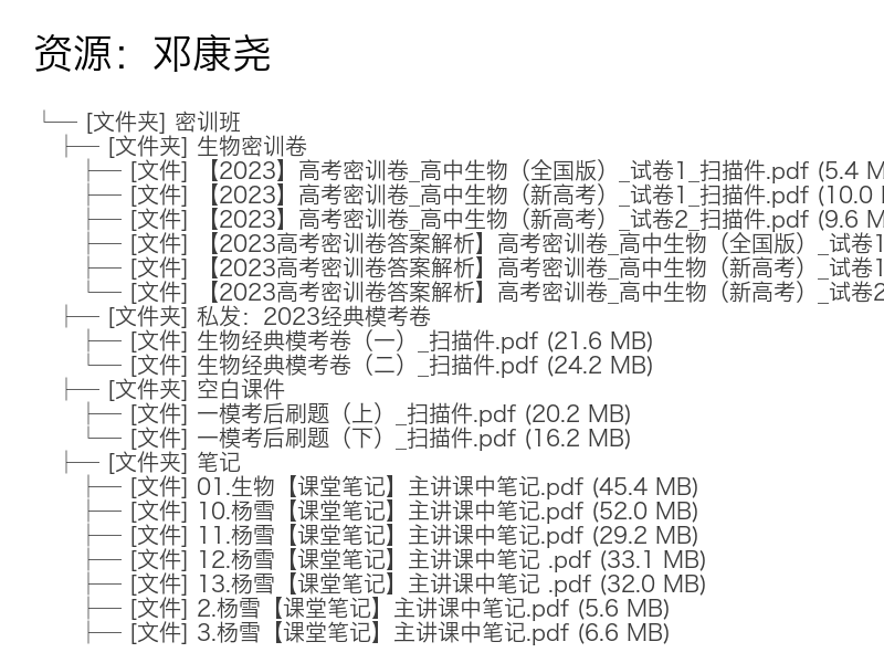 2023高三生物邓康尧密训班视频课程完整